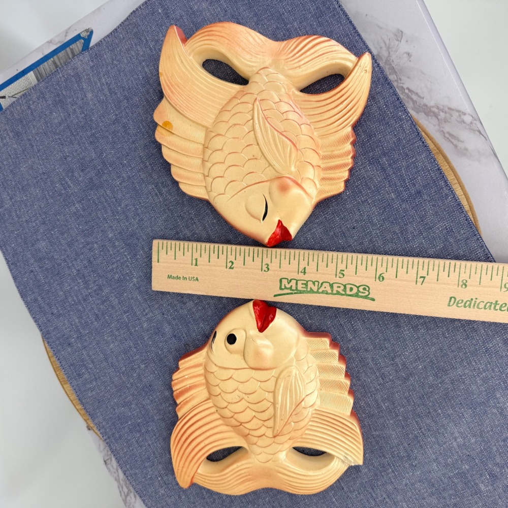 Miller Studio Kissing Fish Vtg Chalkware Set 2 MCM Kitsch **FLAWED READ - Picture 11 of 12